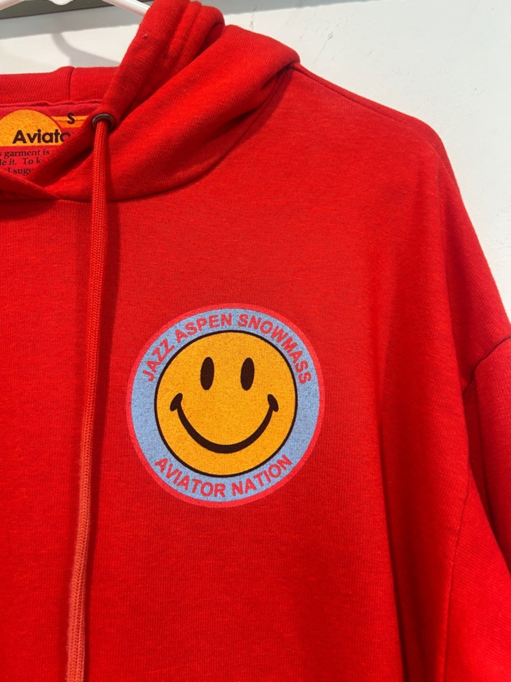Aviator Nation Jazz Aspen Snowmass Red Smiley Hoodie small women’s pullover - Picture 4 of 11